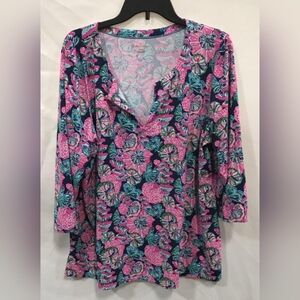Lilly Pulitzer UPF 50+ Karina Tunic Shirt Shroom With A View